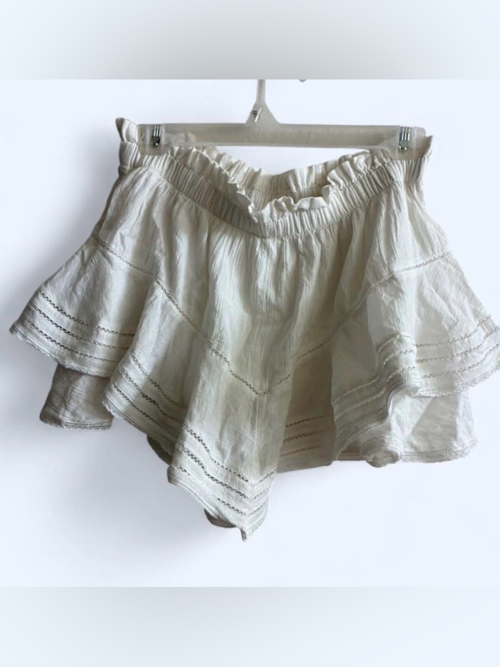 aerie White Ruffle Layered Shorts